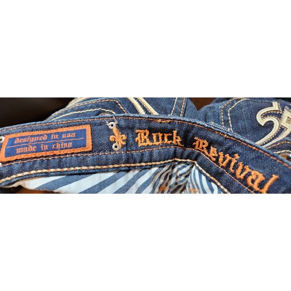 Rock Revival Jamie Bootcut Jeans Distress Size 32x36 EUC - Picture 8 of 10